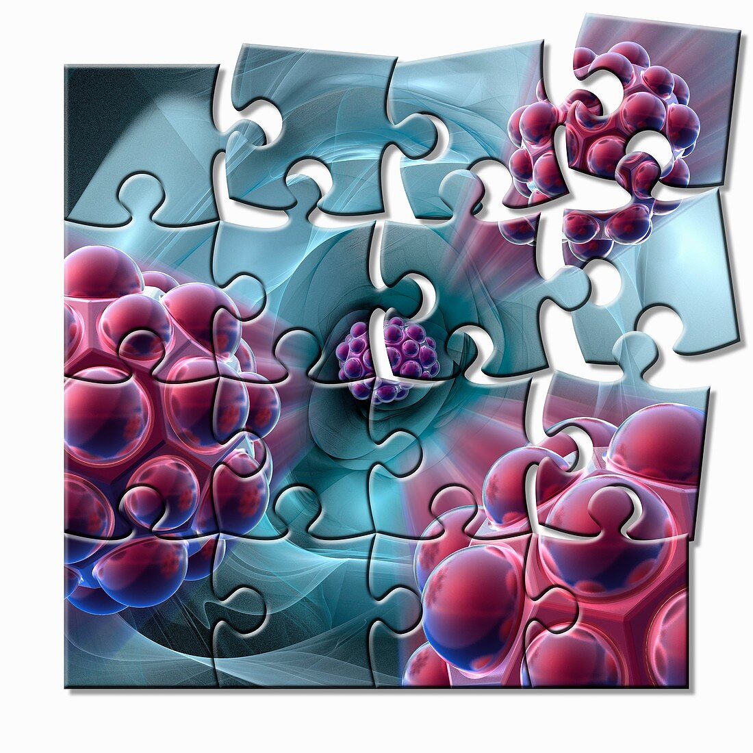 Nanoparticles puzzle, illustration