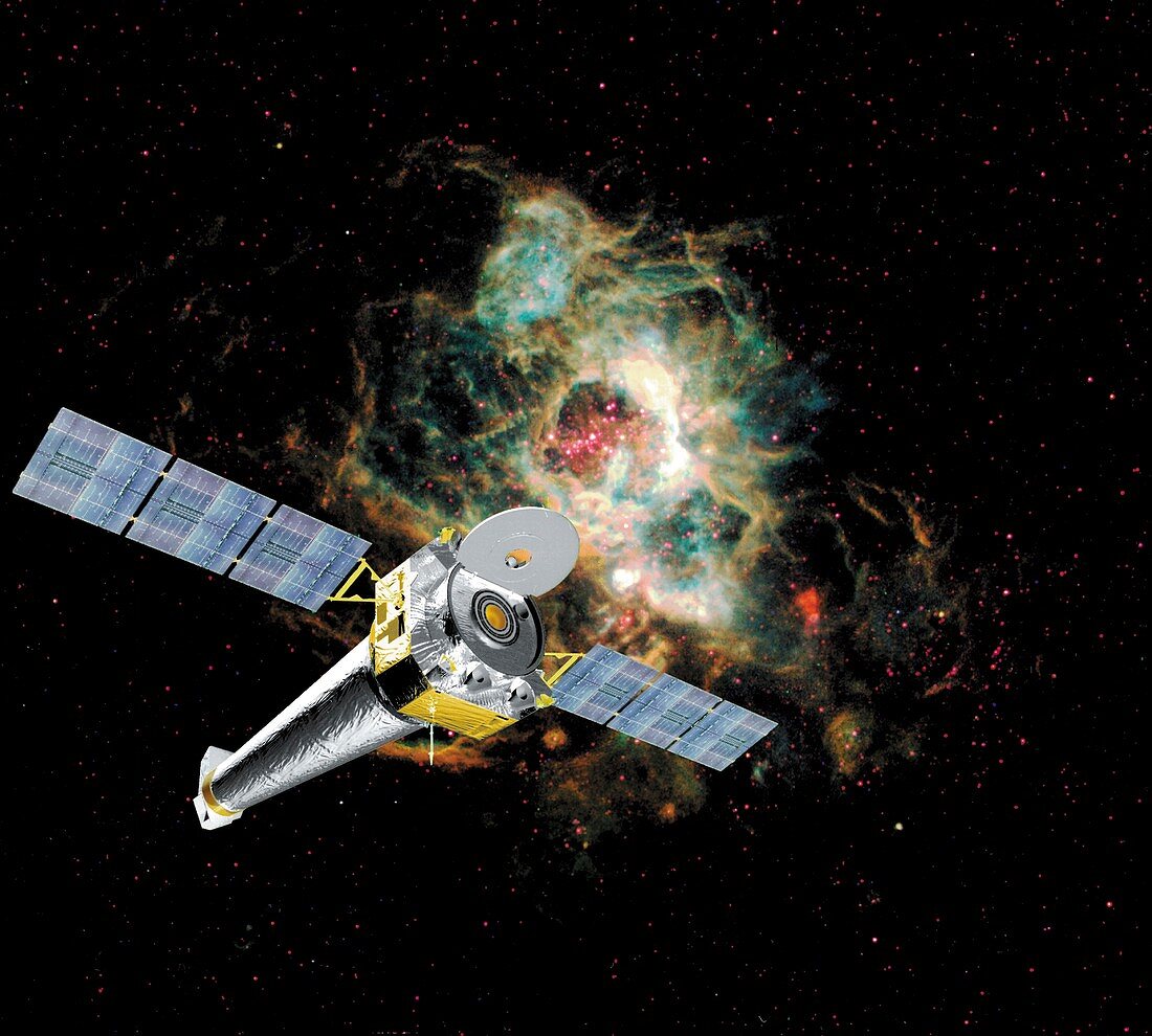 Chandra X-ray Observatory and nebulae, illustration