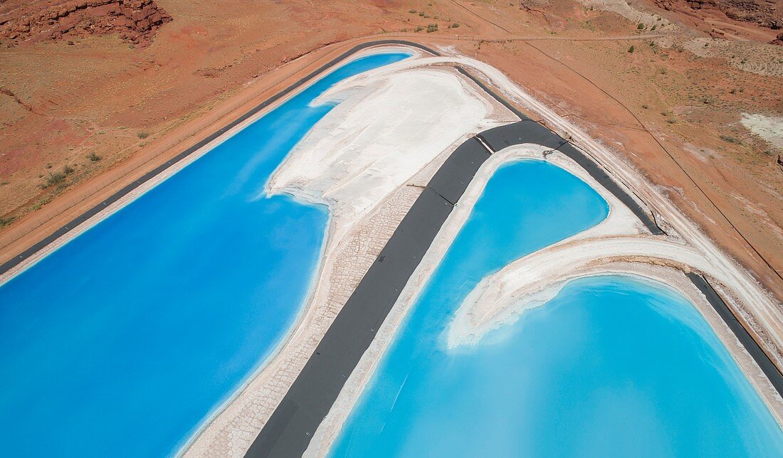 Solar evaporation ponds, Utah, USA