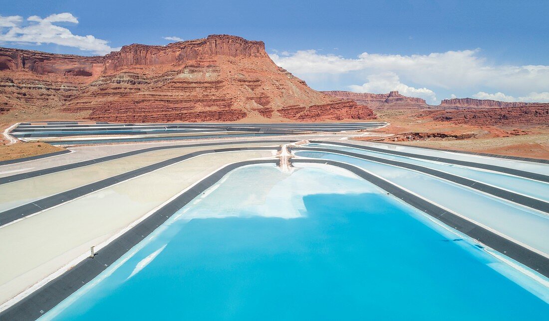 Solar evaporation ponds, Utah, USA