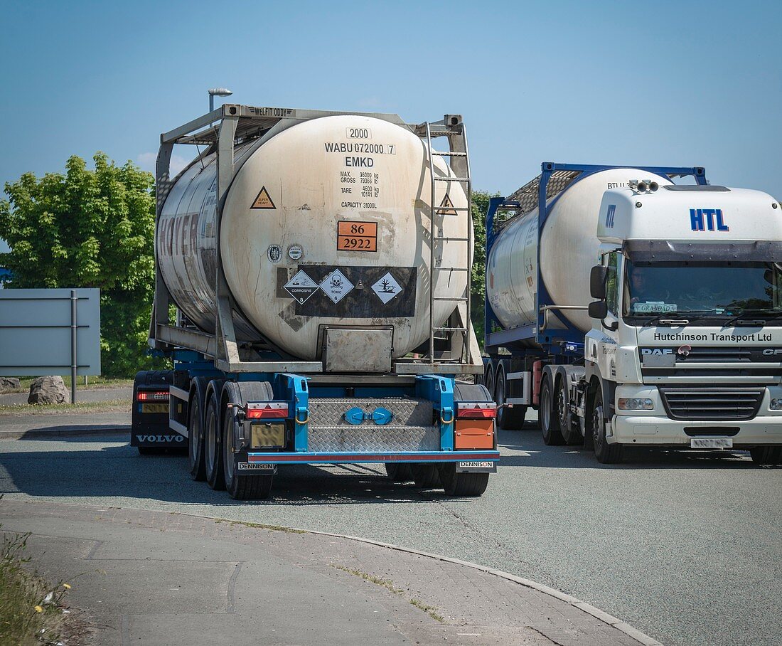 Tankers carrying hazardous chemicals