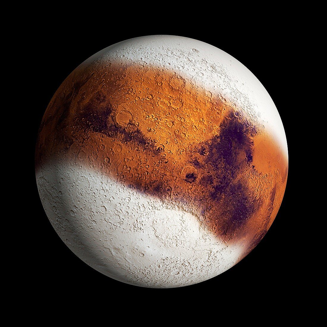 Mars in an ice age, illustration
