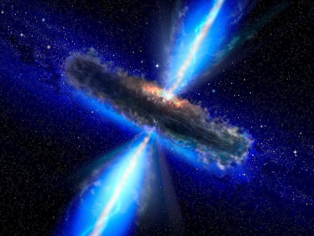 Dust-bound supermassive black hole, illustration