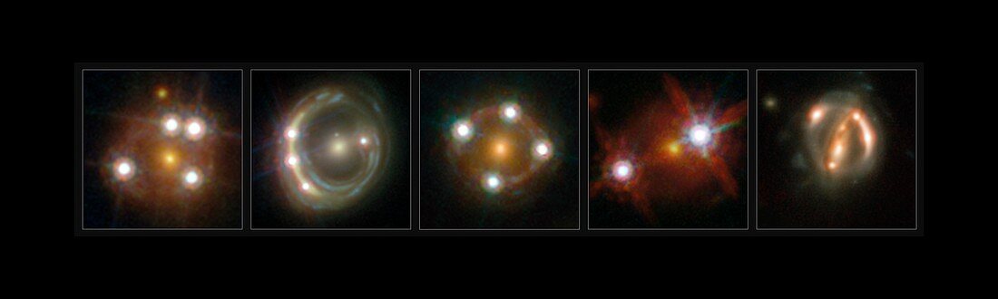 Lensed quasars, gravitational lensing montage