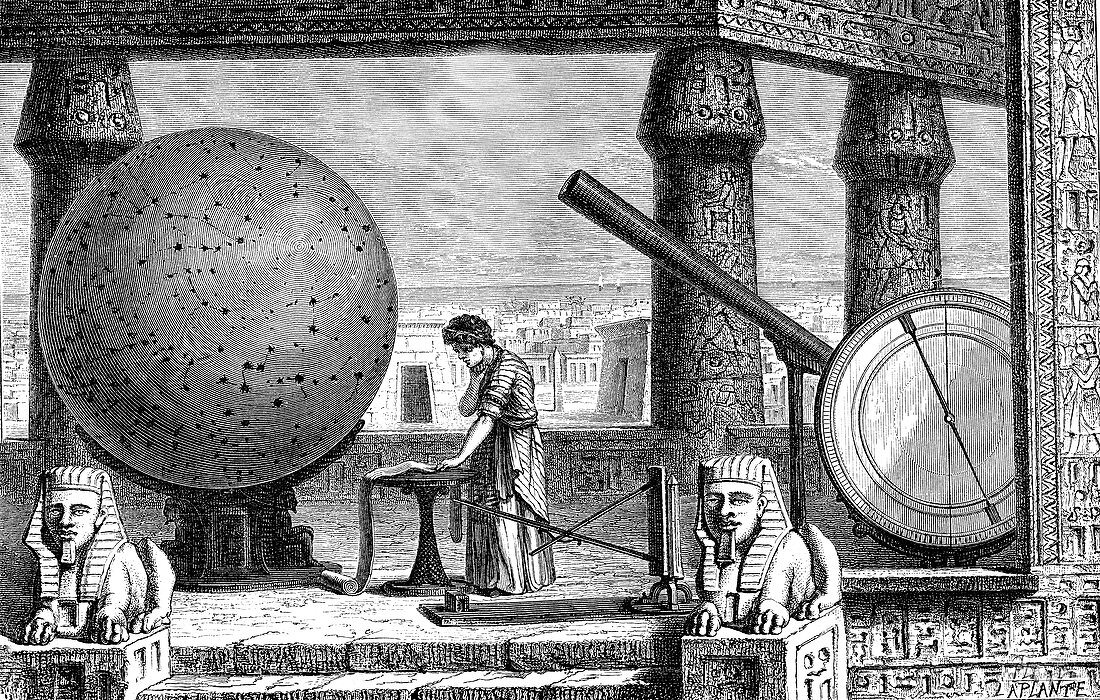 Ptolemy in Alexandria observatory, illustration