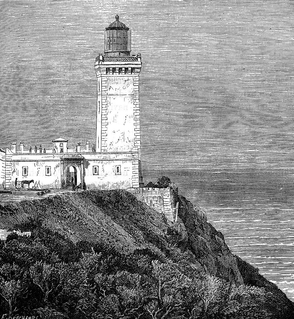 Cape Spartel lighthouse, 19th Century illustration
