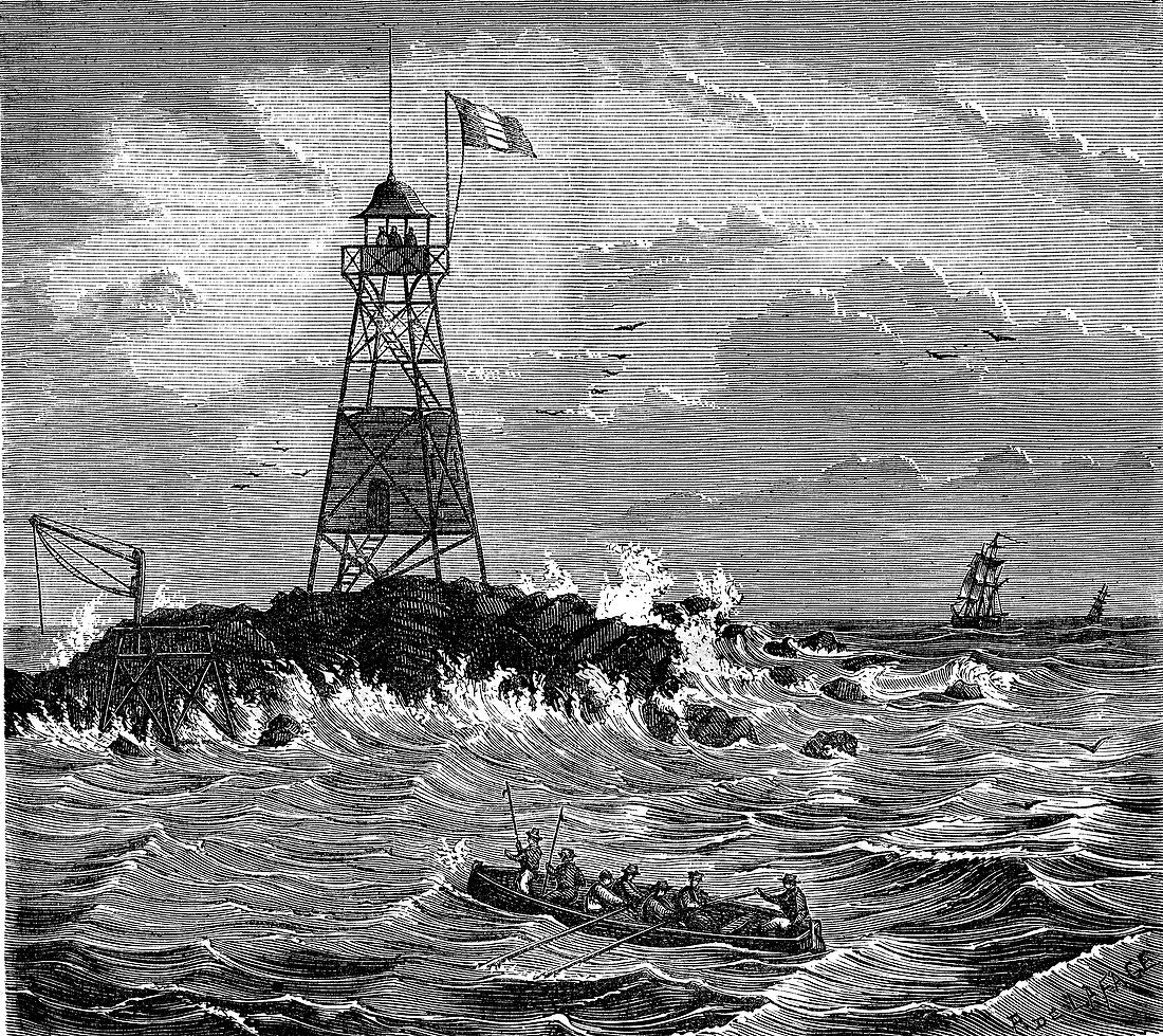 Cayenne lighthouse, French Guiana, 19th Century illustration