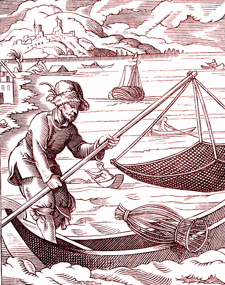 16th Century fisherman, illustration