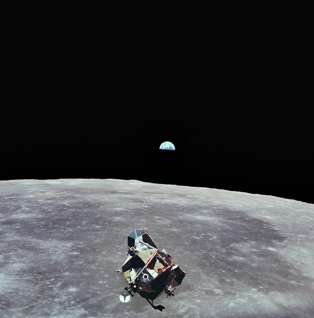 Apollo 11 LM ascent stage in lunar orbit, 1969