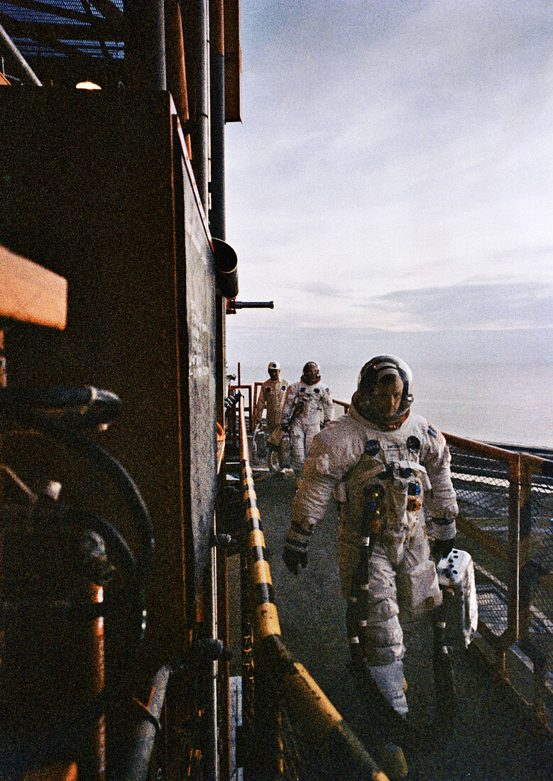 Apollo 11 astronauts at launch pad, July 1969