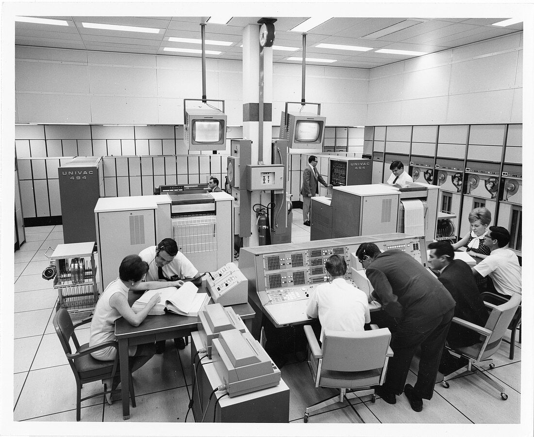 UNIVAC 494 computer operators at NASA, 1960s