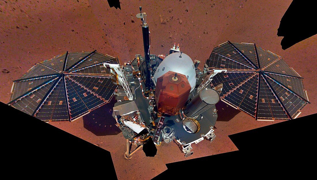 InSight lander on Mars, solar panels deployed