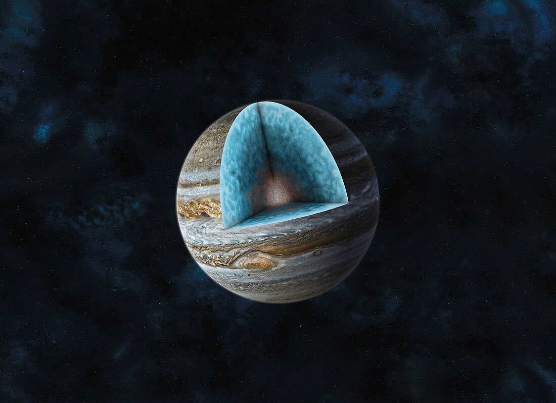 Inner structure of Jupiter, illustration