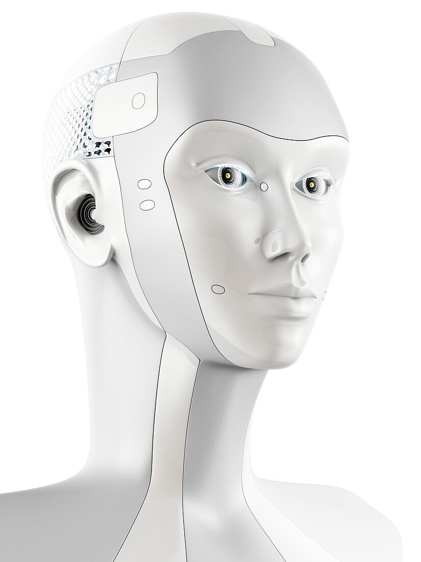 Futuristic robotic head, illustration