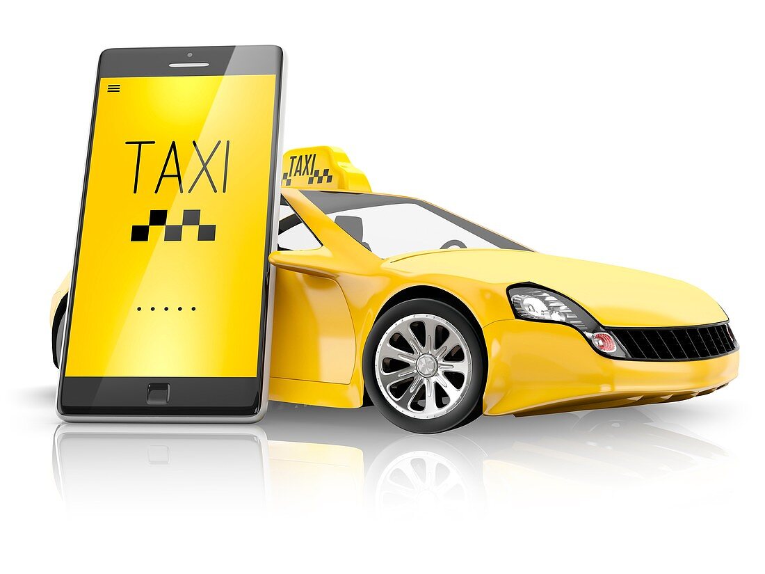 Taxi app, conceptual illustration