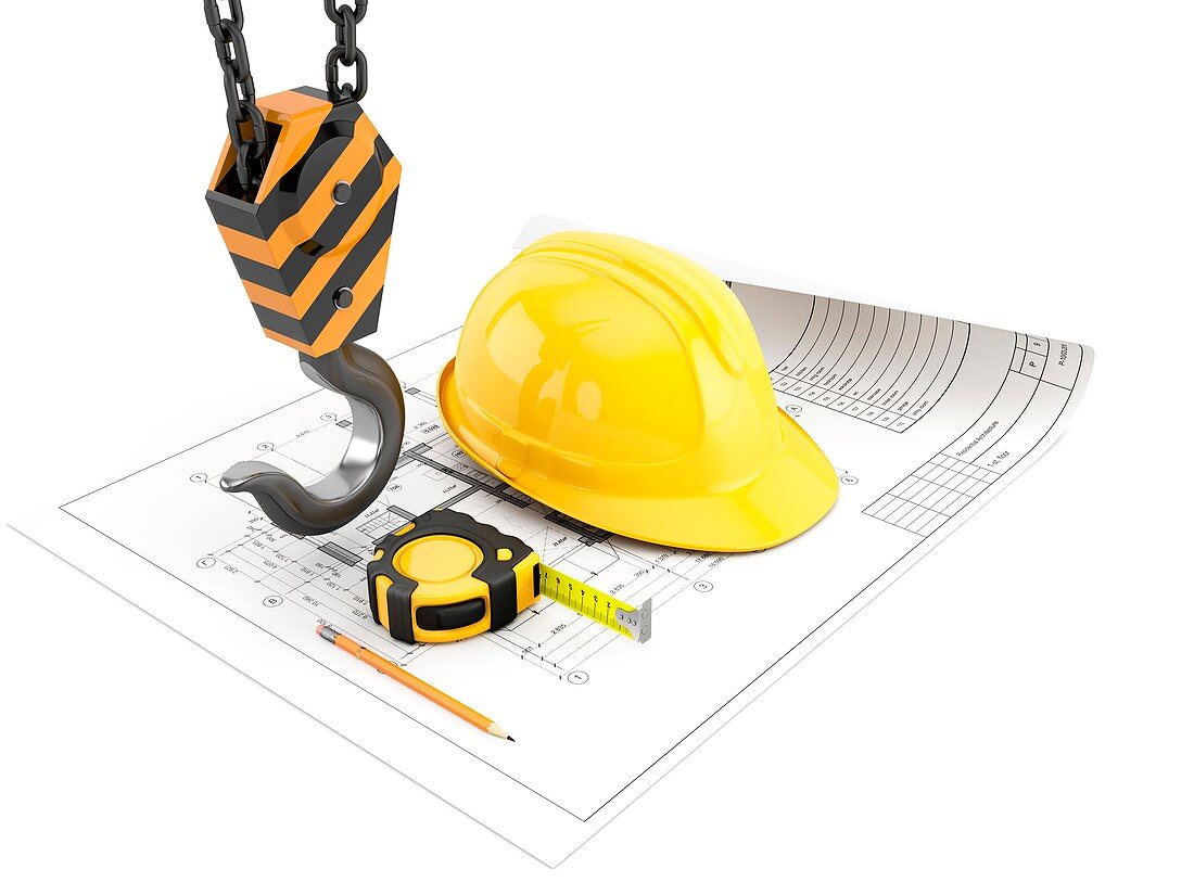 Construction and engineering tools, illustration