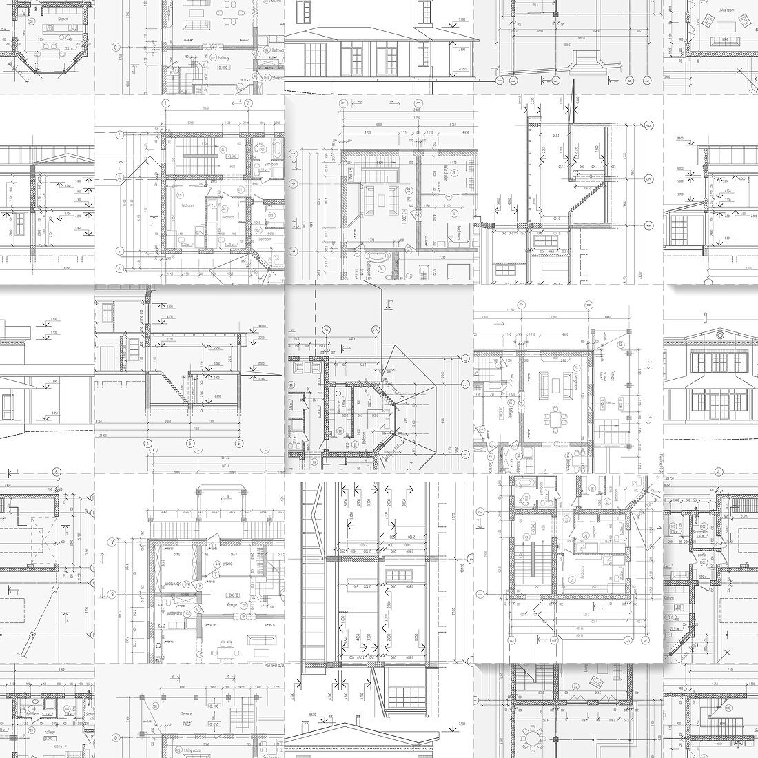 Architectural plans, illustration