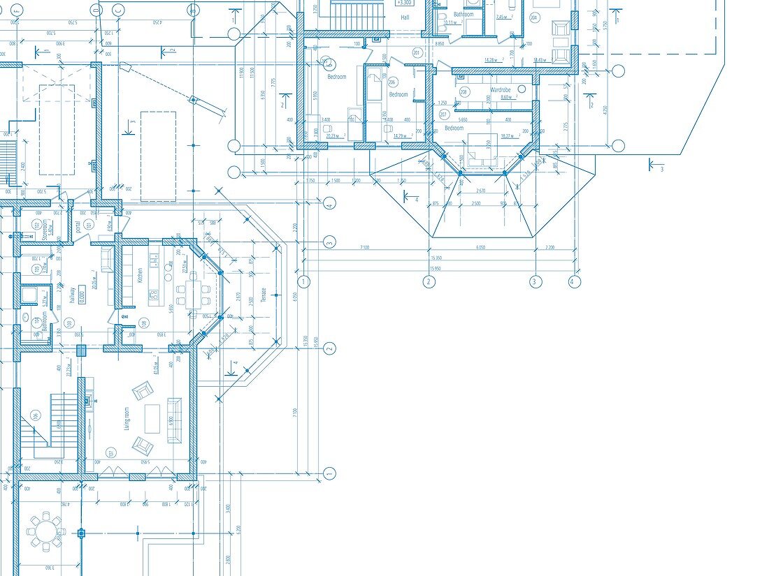 Architectural plans, illustration