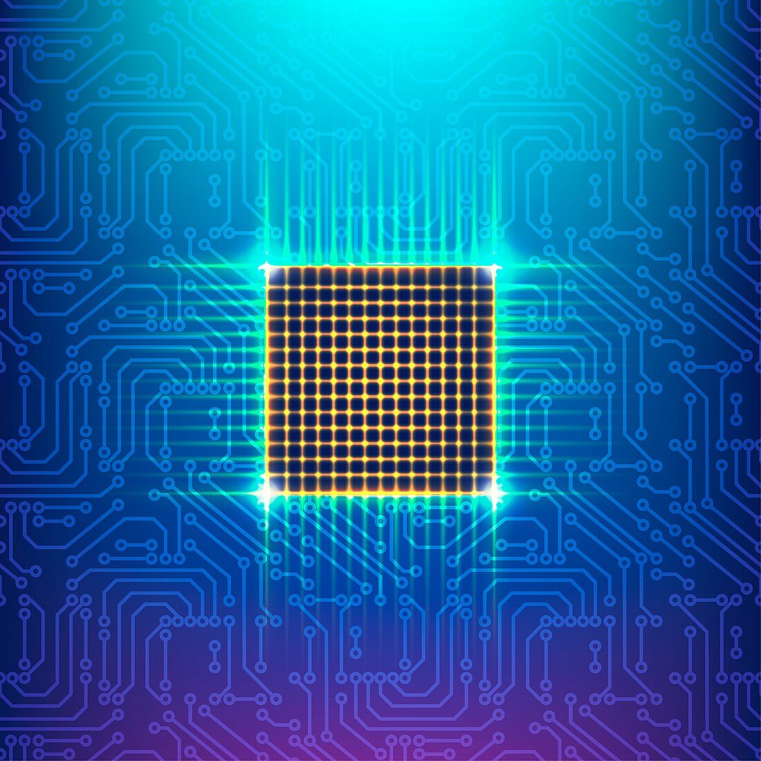Computer chip, illustration