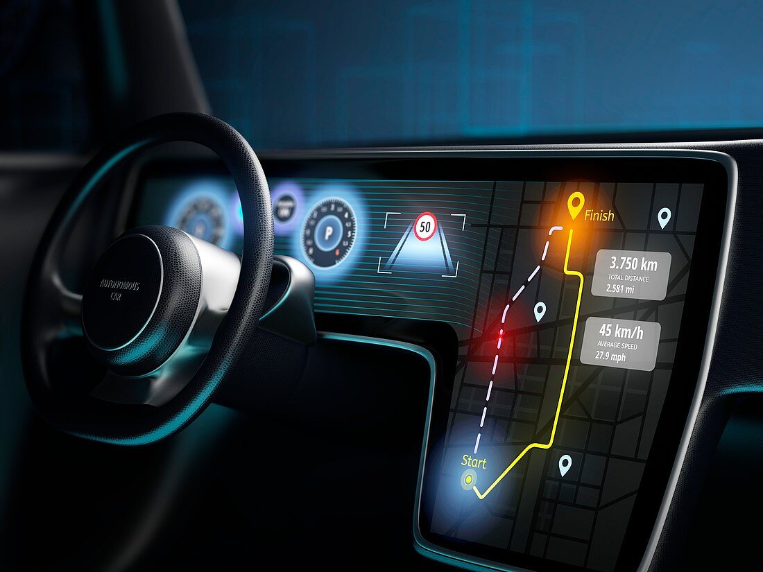 Self-driving car technology, illustration