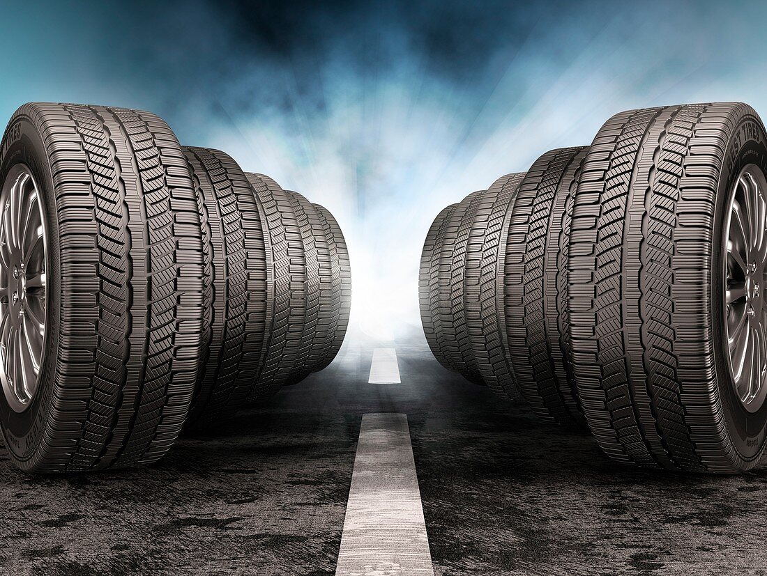 Car tyres, illustration