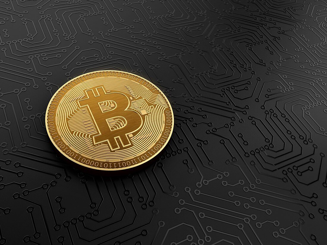 Gold bitcoin, illustration