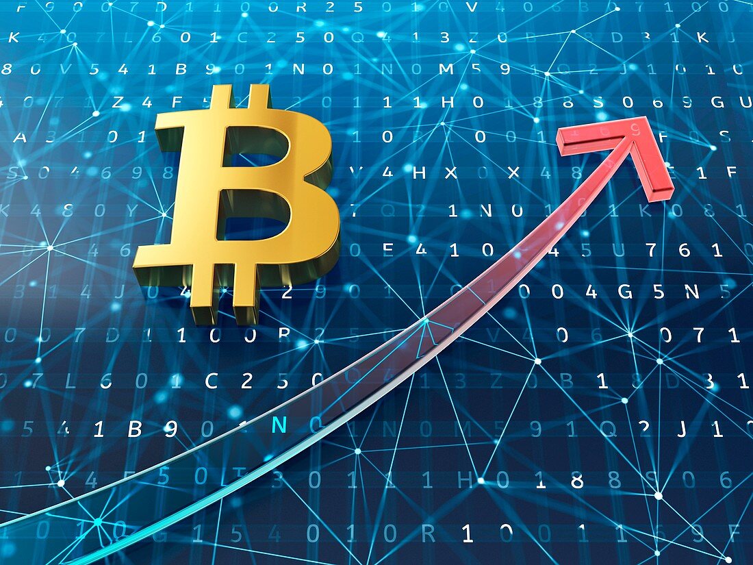 Bitcoin growth, conceptual illustration
