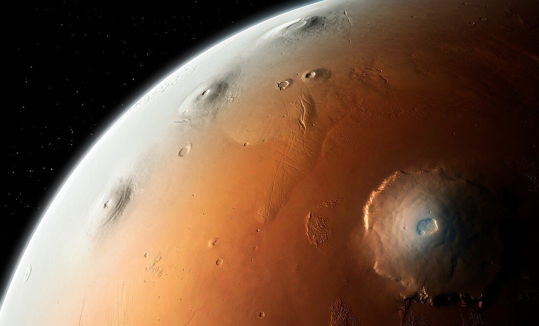 Illustration of Mars' Tharsis Montes