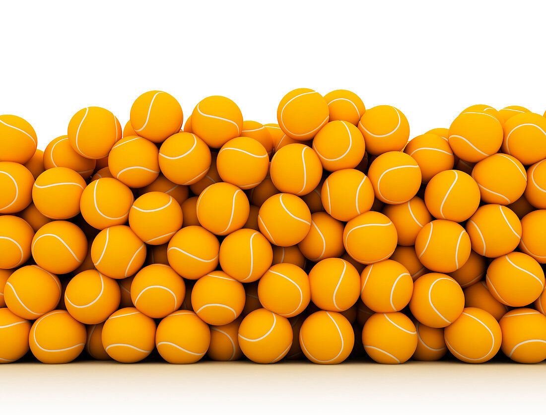 Stack of orange tennis balls, illustration