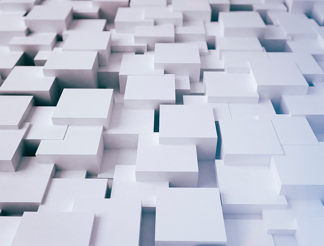 White abstract cubes surface, 3d illustration
