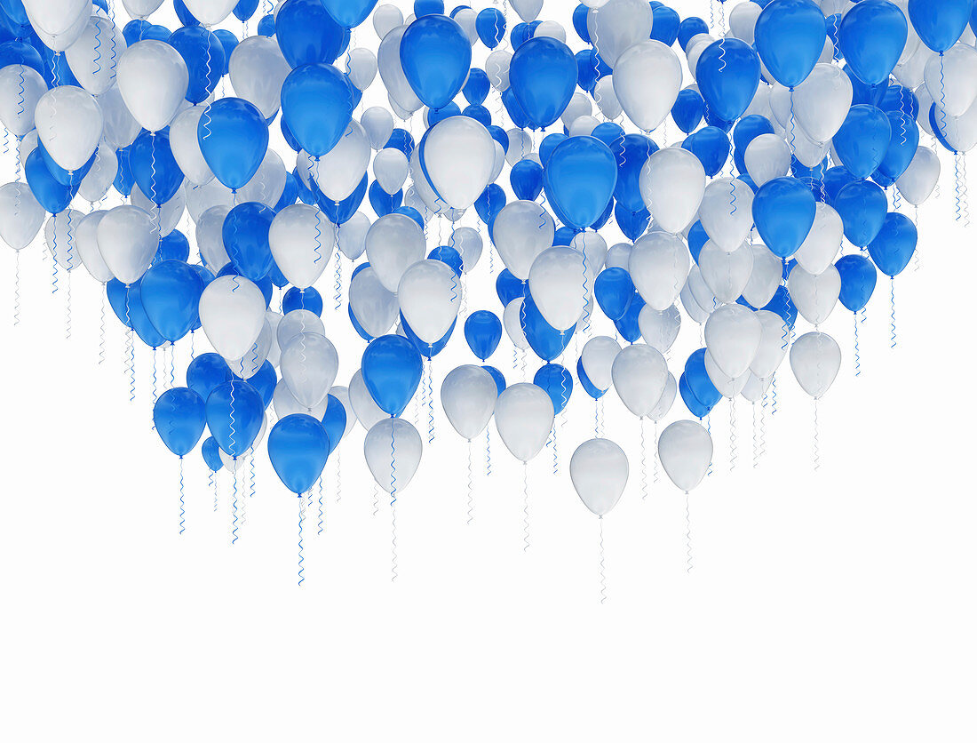 Blue and white balloons, illustration