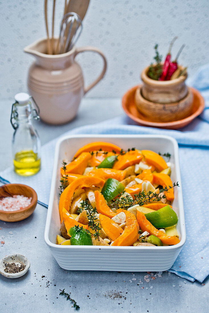 Mix of vegetables for baking