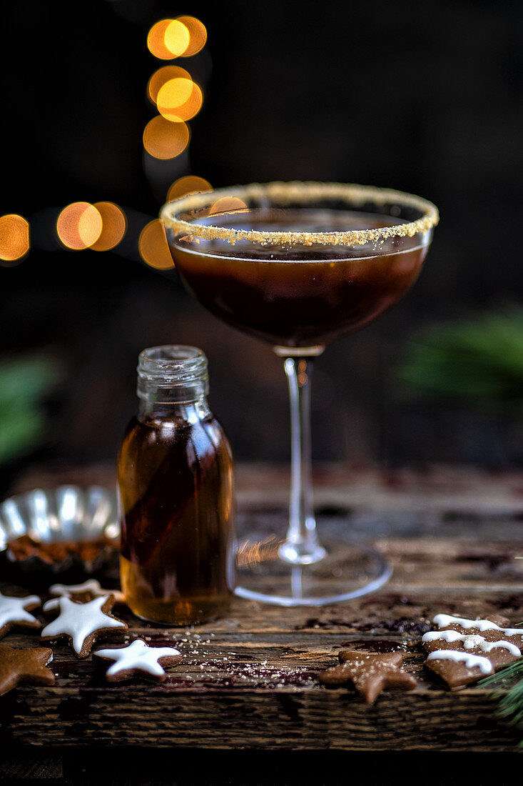 Weihnachts-Martini mit Lebkuchensirup und Espresso