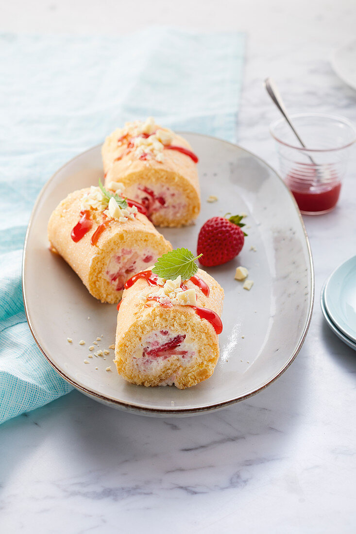 Strawberry and raspberry rolls