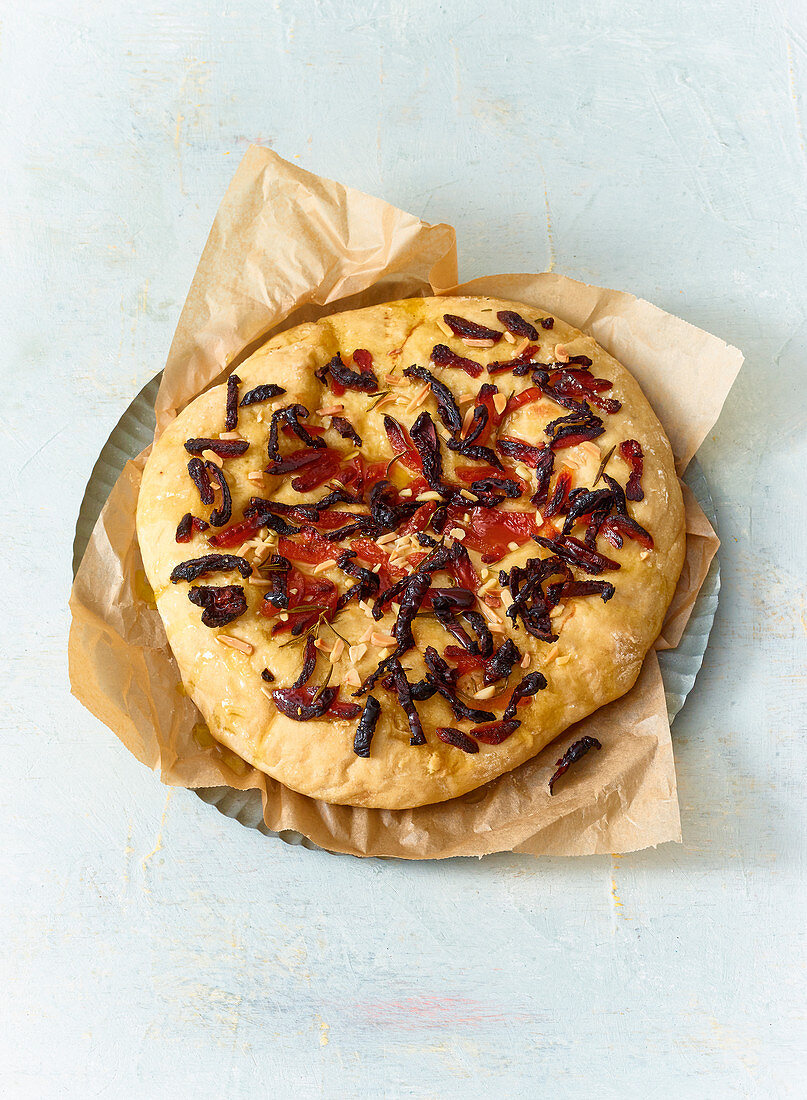 Tomato and apricot focaccia