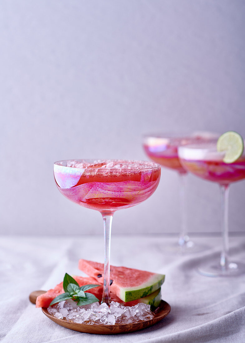 Champagne and watermelon cocktail