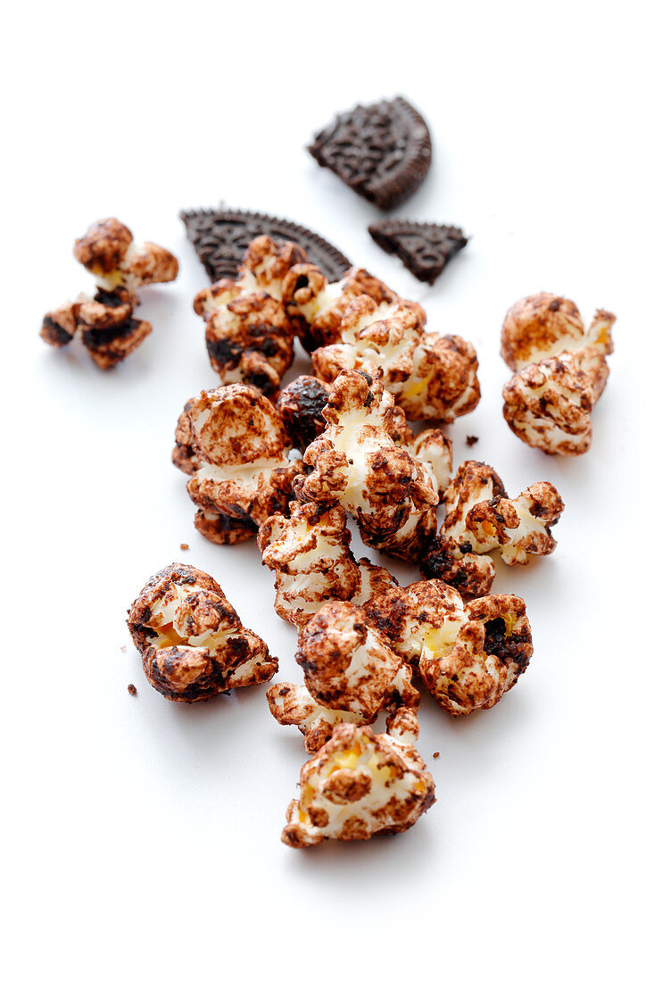 Popcorn with oreo biscuit coating