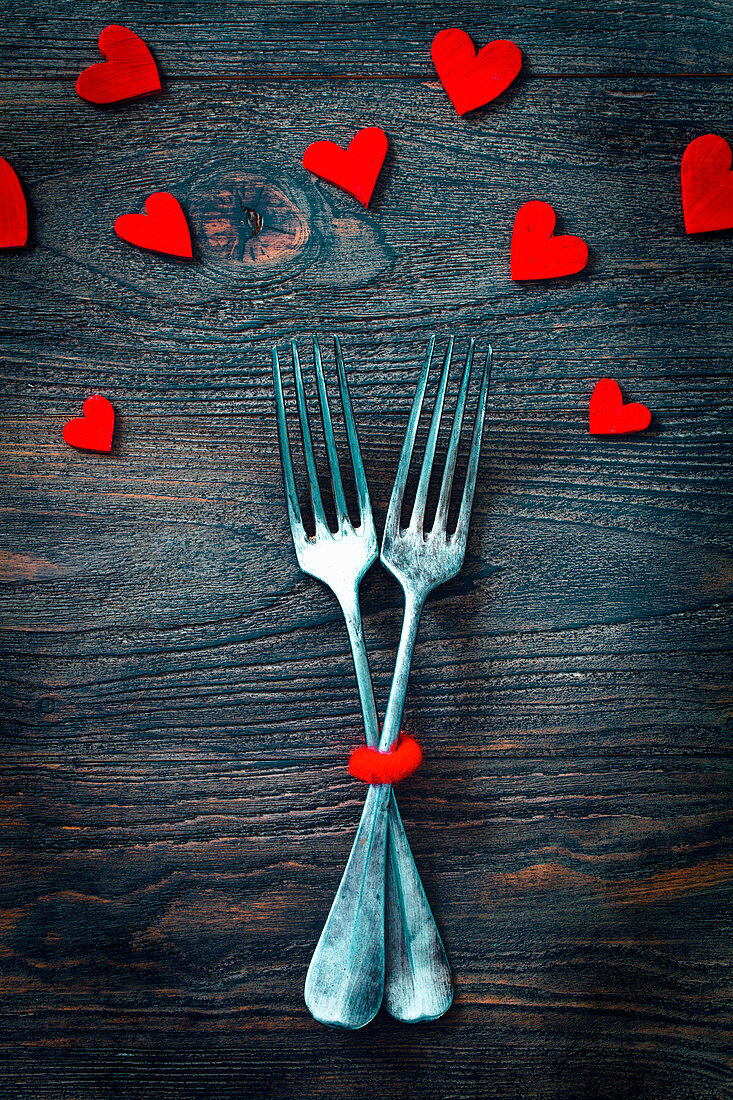Valentines day dinner cutlery
