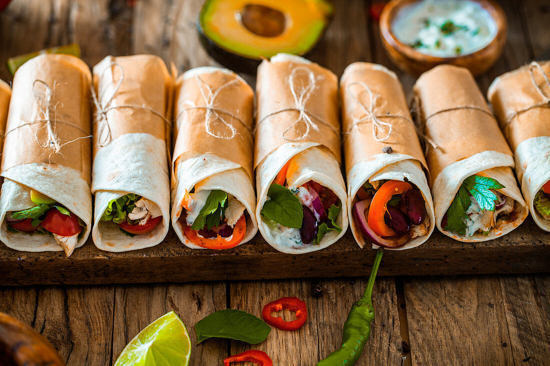 Mexican tortilla wraps with vegetables