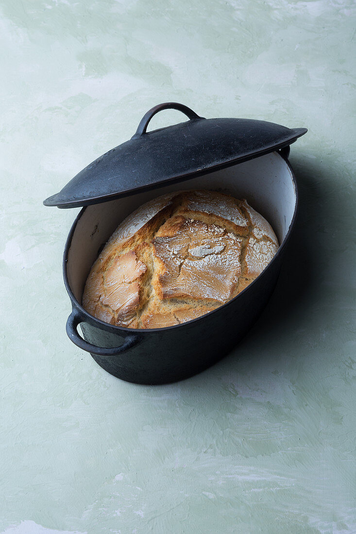 A loaf of bread baked in a pot