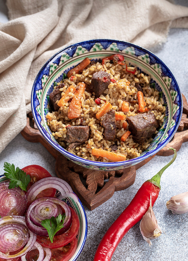 Rice pilaf with lamb