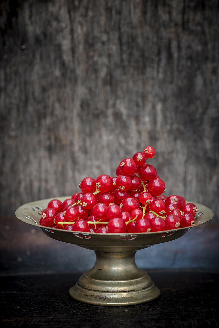Red Currants in a Brass Bowl