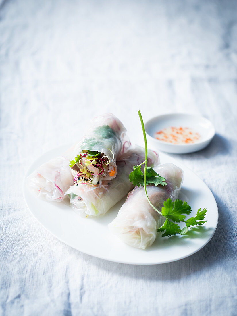 Summer rolls with a chilli dip