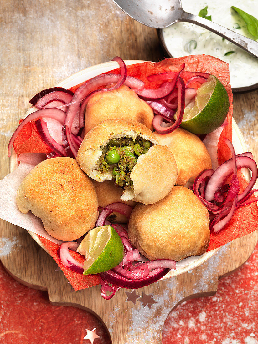 Pea Kachori (stuffed fried pastries, India)