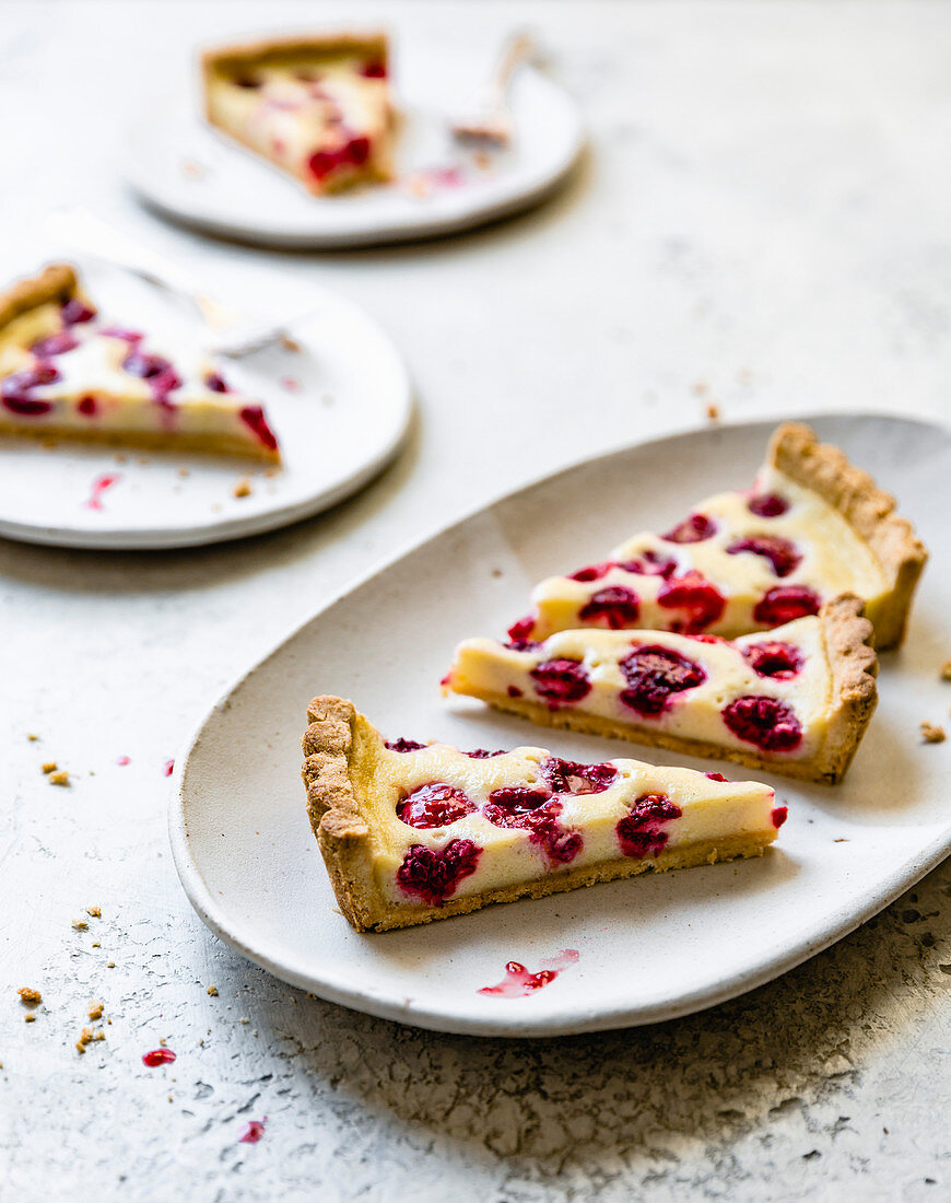 Raspberry custard tart