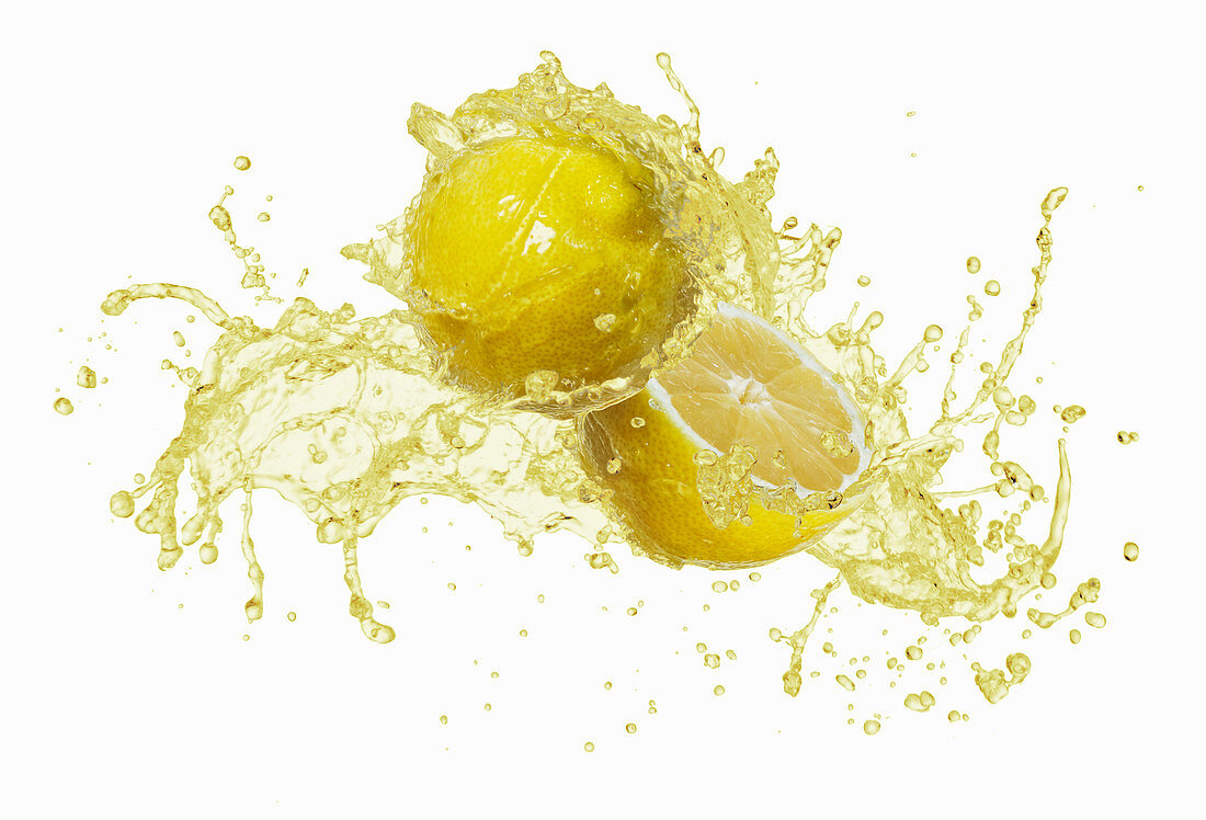 Lemons with a juice splash