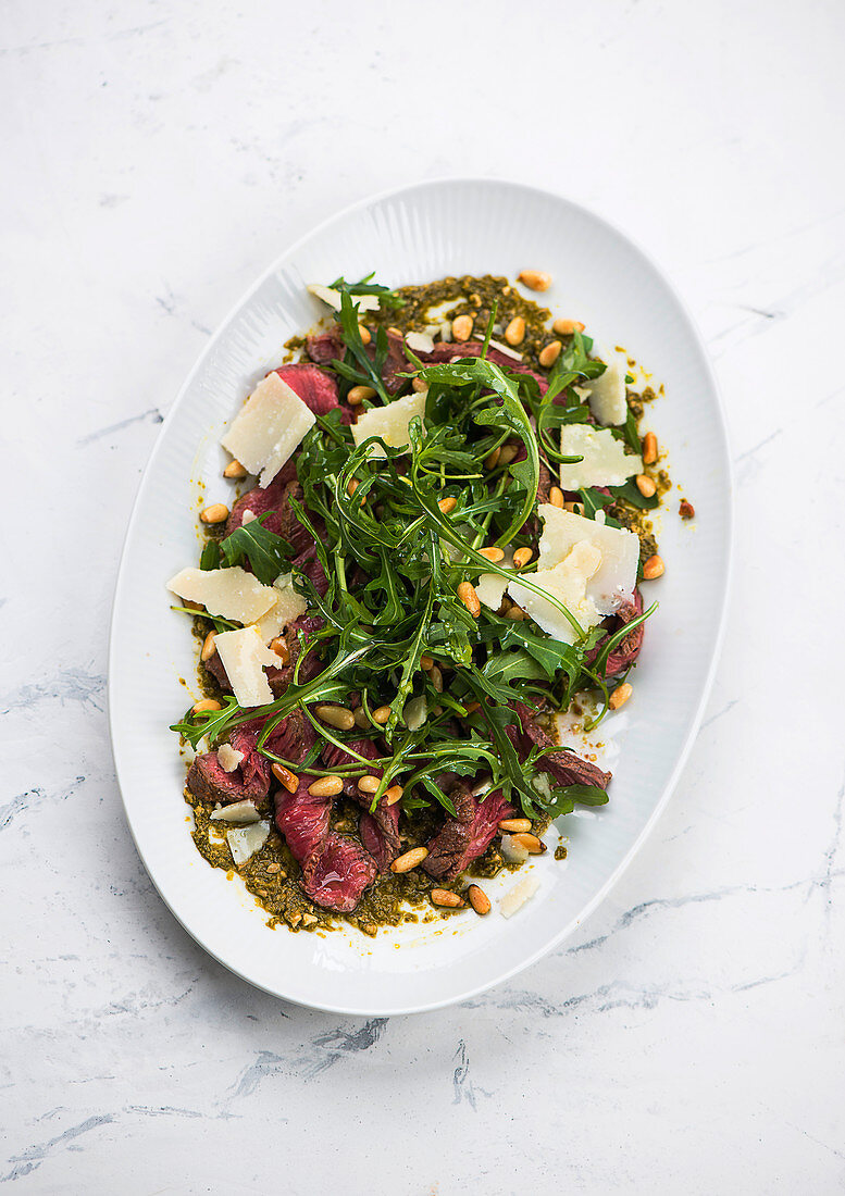 Steakstreifen mit Pesto