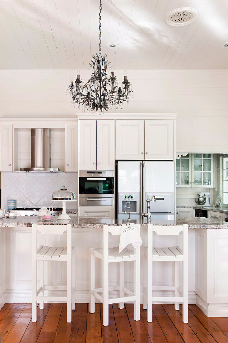 Stool on kitchen counter in renovated Queenslander