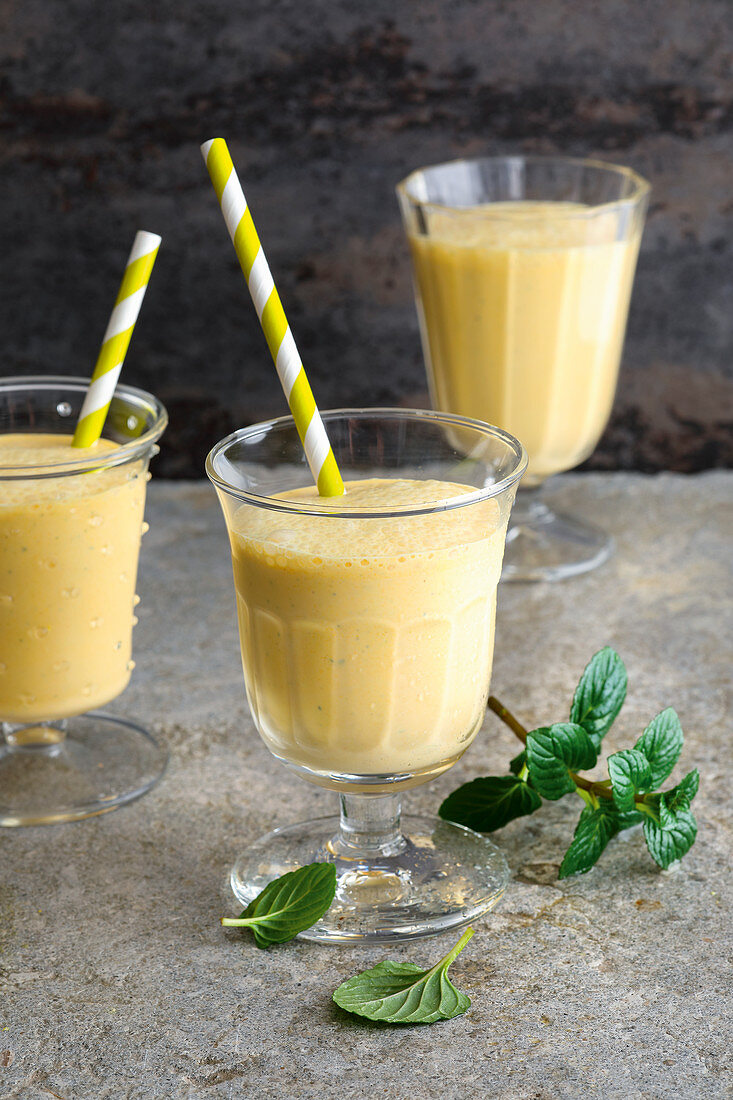 Turmeric and mint lassi