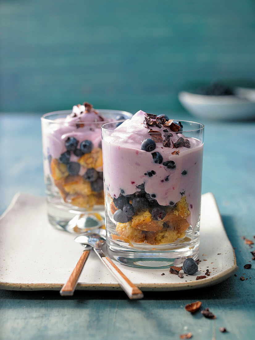 Biscotti and blueberry trifles